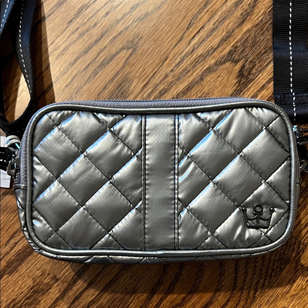 Oliver Thomas Metallic Gray Quilted Bag